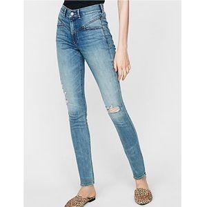 High Waisted Ripped Stretch Jean Leggings